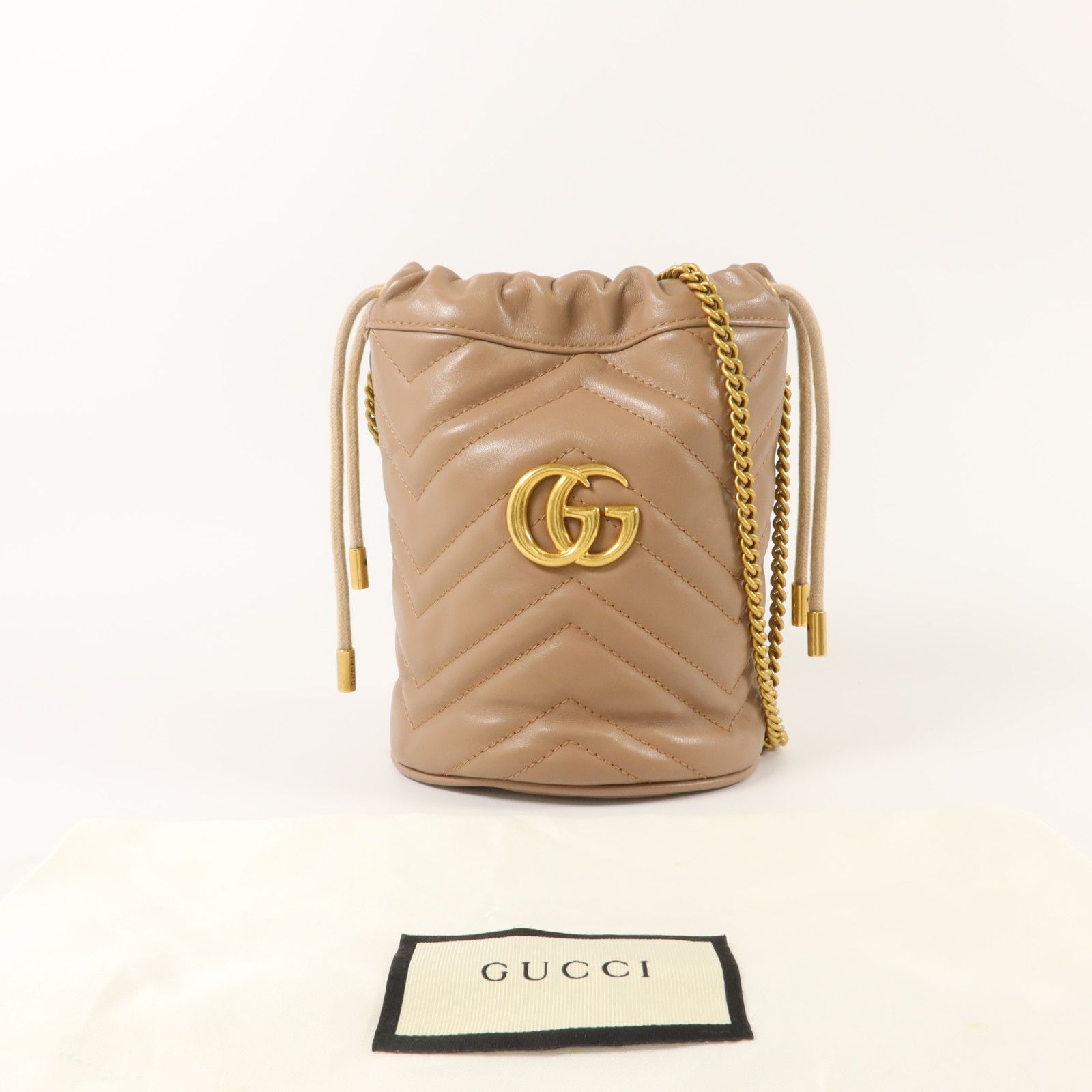 Cowhide Leather Gg Marmont Mini Bucket Crossbody Back Bag Gray Taupe Calfskin (cowhide) — view 9