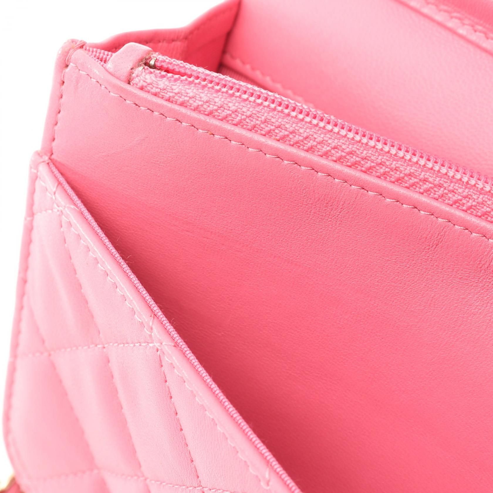 Pink Matelasse Double Piece Shoulder Bag Lambskin (sheep Leather) — view 9