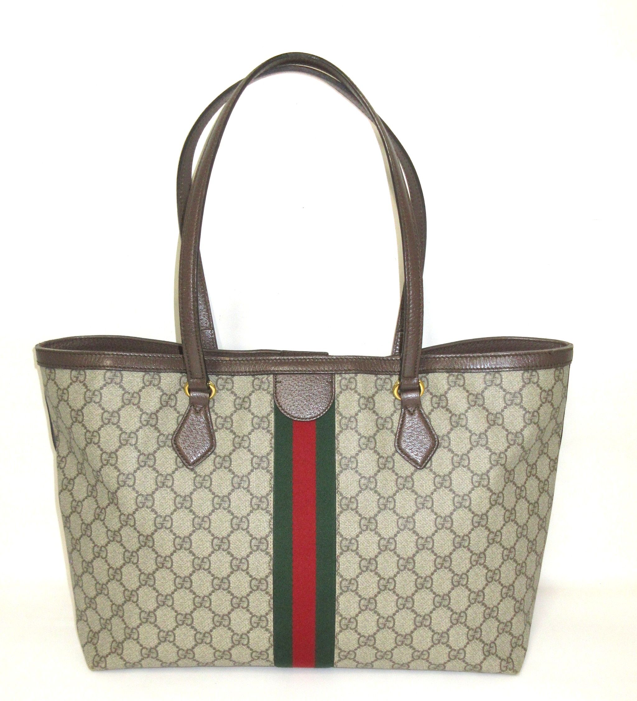 GG Supreme Monogram Medium Ophidia Shopping Tote Brown — view 2