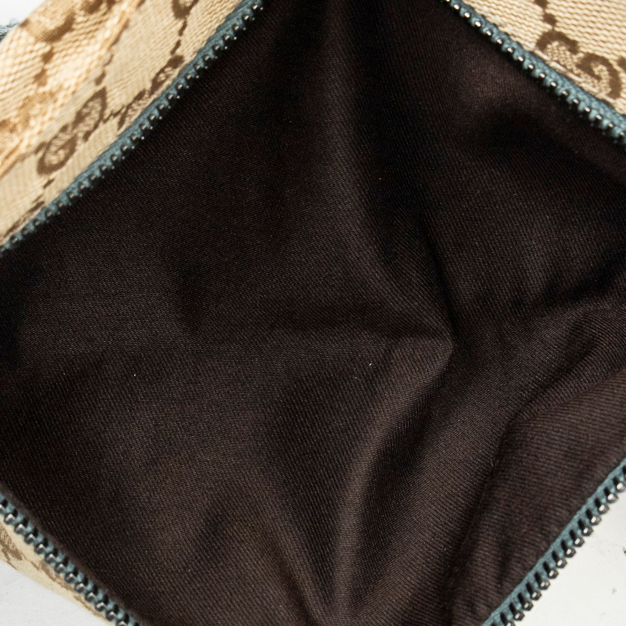 Mini Web Waist Pouch Beige/Light Blue Monogrammed Canvas Silver — view 3