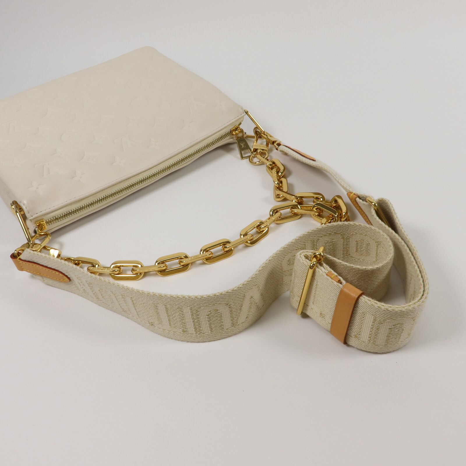 Monogram Embossed Coussin Pm Cross Shoulder Bag White Cream Shoulder Bag M 21262 — view 9