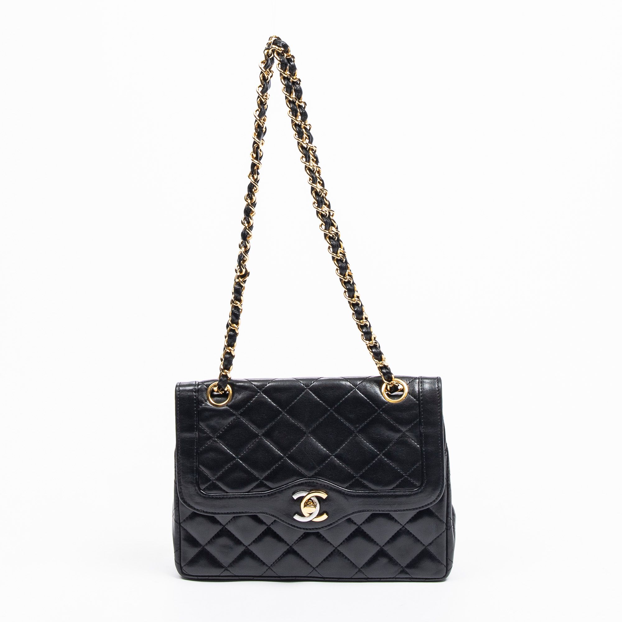 Paris Mini Double Flap Quilted Lambskin Leather