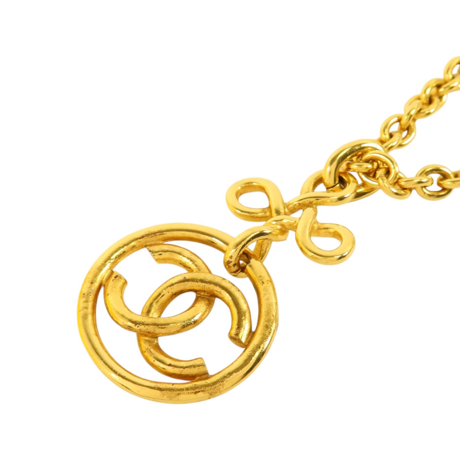 Vintage Knotted Bow CC Logo Gold Necklace — view 3