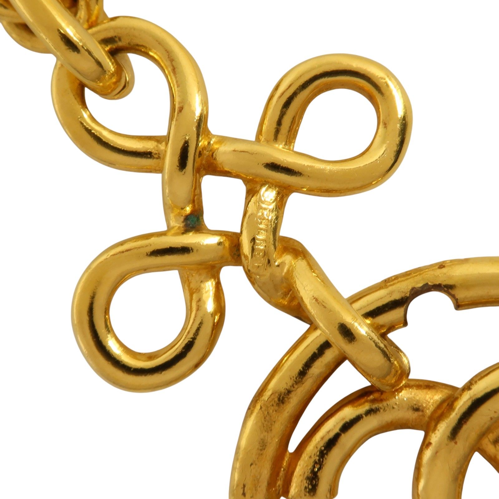 Vintage Knotted Bow CC Logo Gold Necklace — view 8