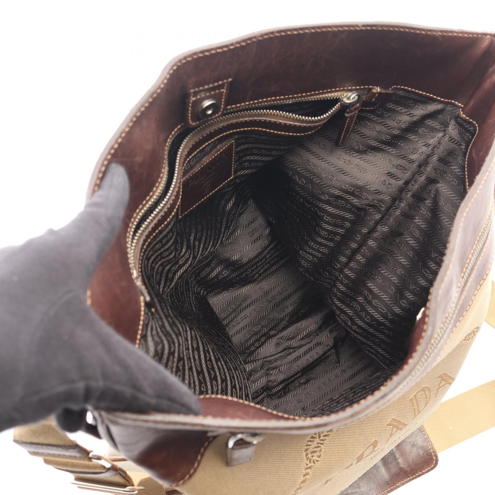 Jacquard Logo  Canvas and Leather Messenger Bag — view 3
