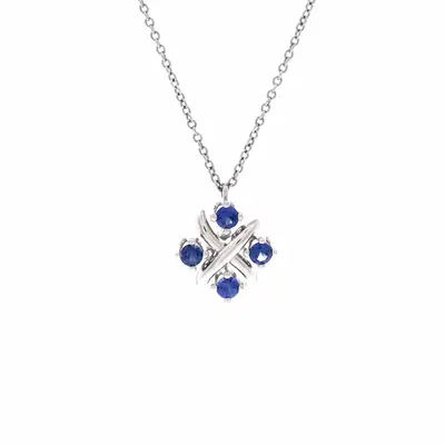 Schlumberger Lynn Pendant Necklace Platinum With Blue Sapphires