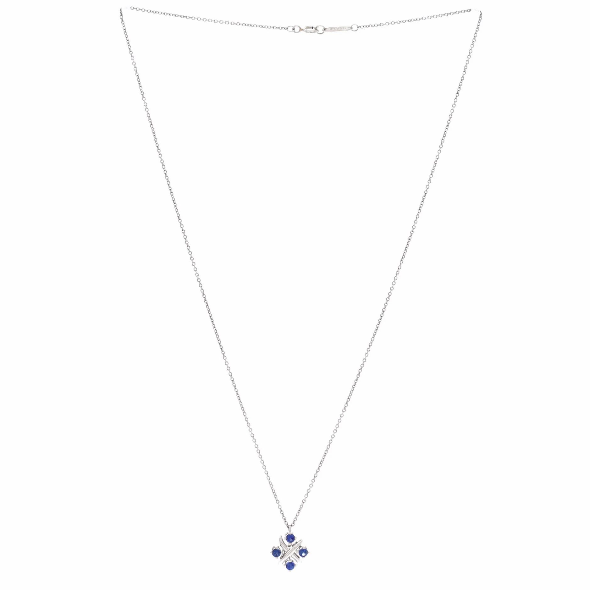 Schlumberger Lynn Pendant Necklace Platinum With Blue Sapphires — view 2