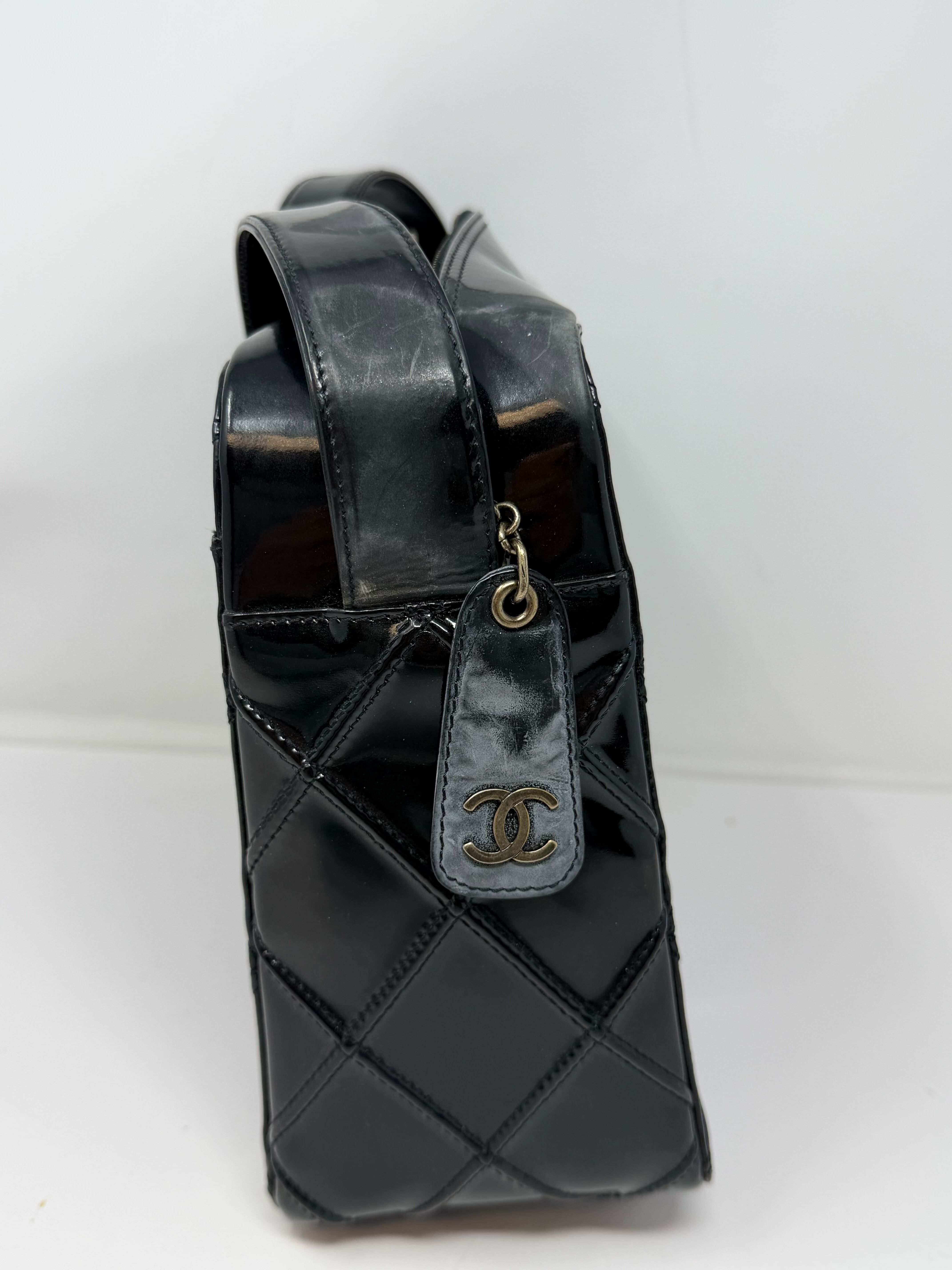 Vintage Patent Leather Structured Shoulder Bag — view 3