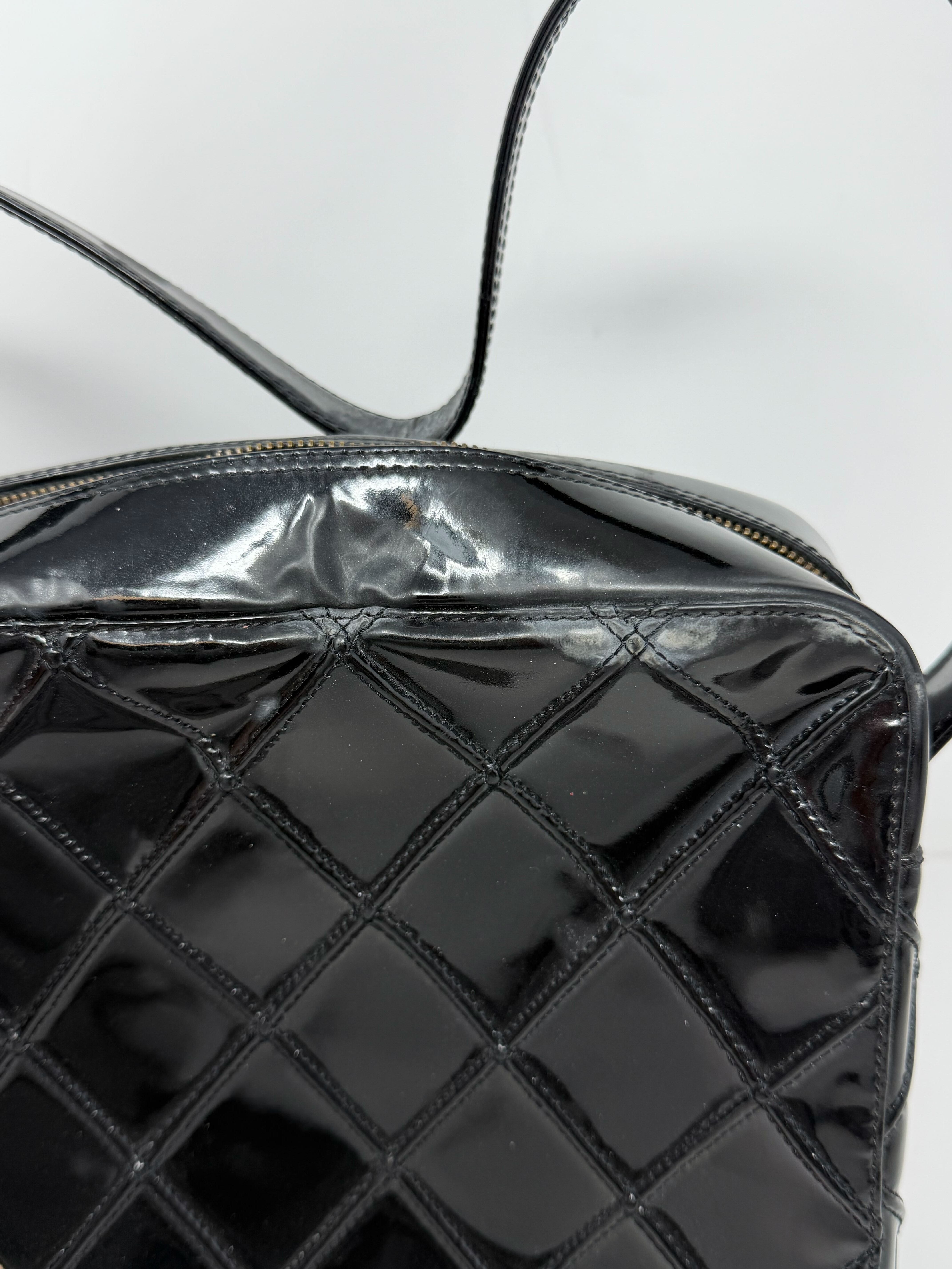 Vintage Patent Leather Structured Shoulder Bag — view 6