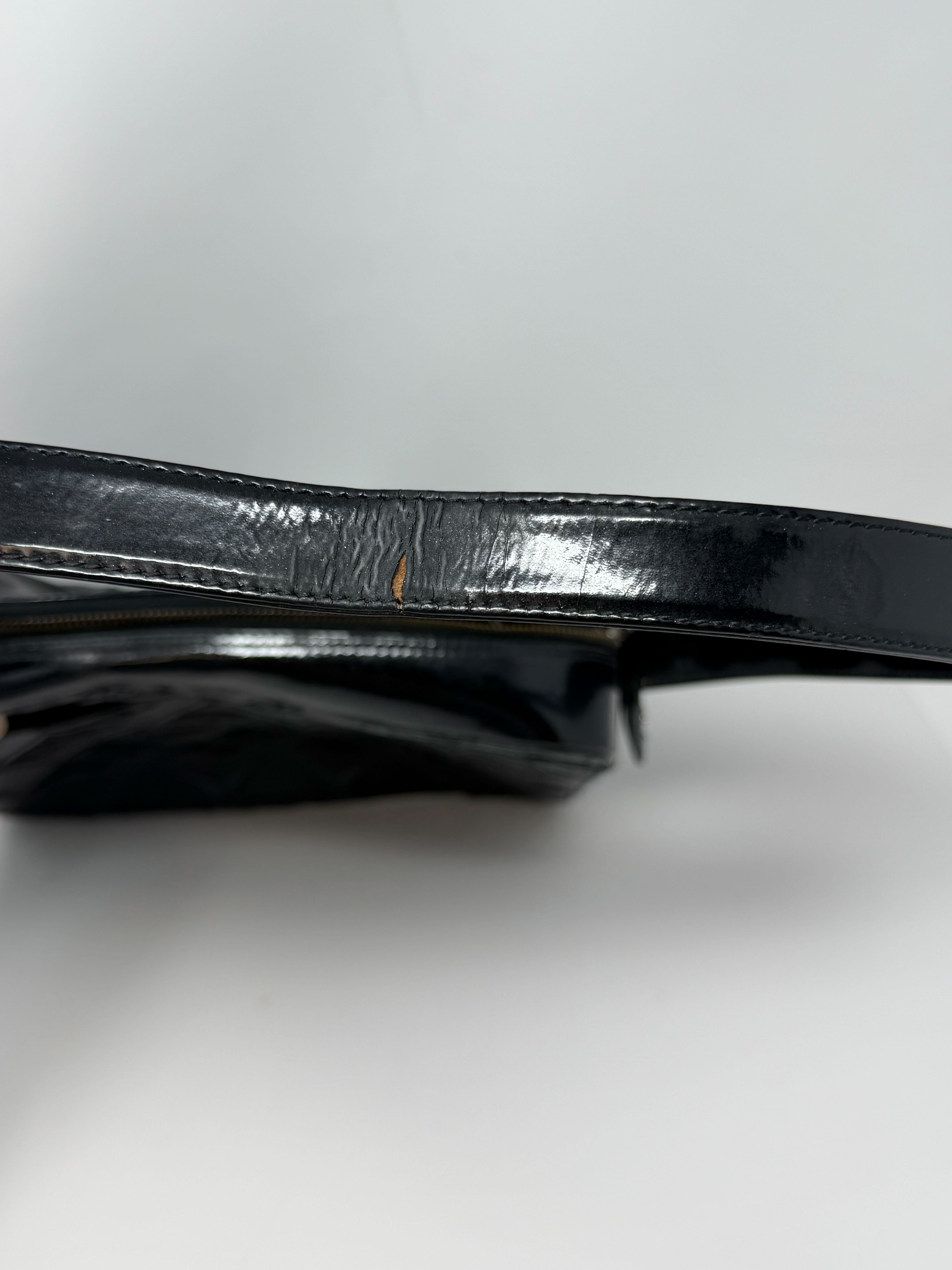 Vintage Patent Leather Structured Shoulder Bag — view 10