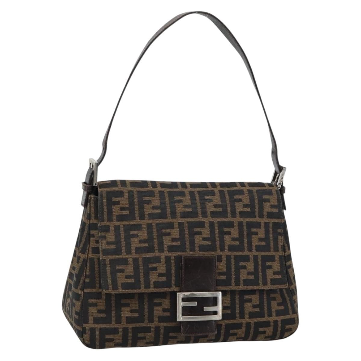 Mama Baguette Shoulder Bag Black Brown Auth, Black