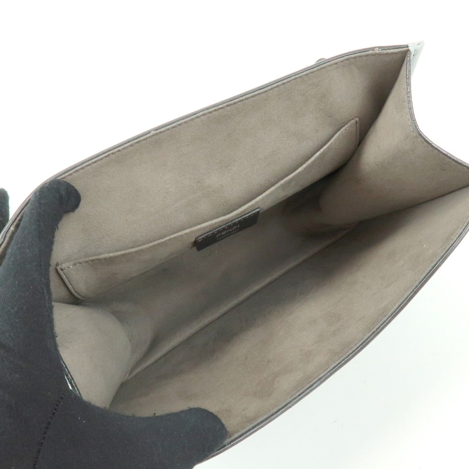 Vitello Century Opaco F is Fendi Kan I Shoulder Bag Gray — view 19