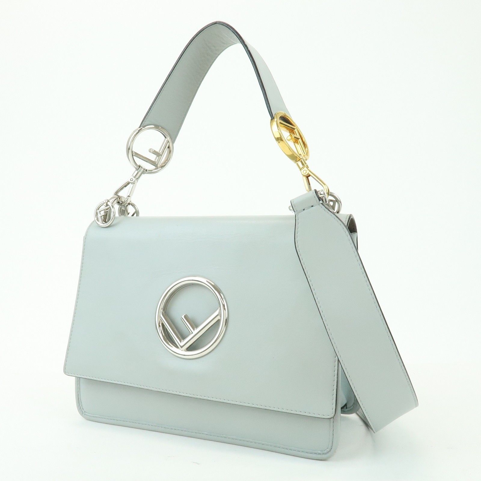 Vitello Century Opaco F is Fendi Kan I Shoulder Bag Gray — view 3
