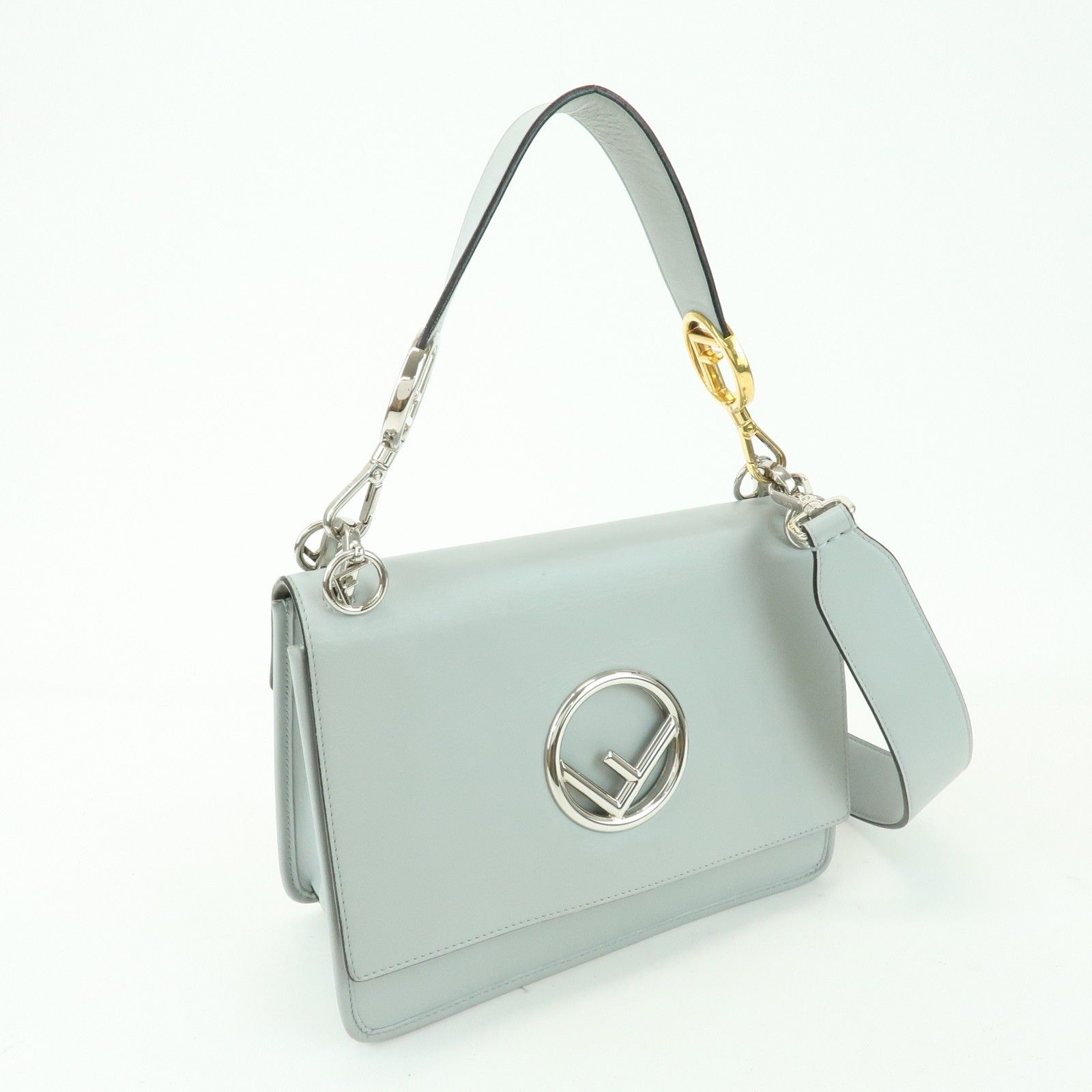 Vitello Century Opaco F is Fendi Kan I Shoulder Bag Gray — view 4