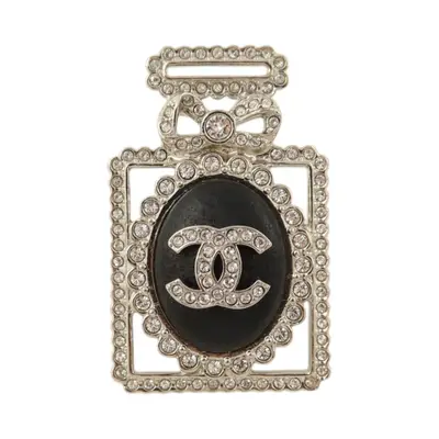Metal, Crystal, Leather Perfume Bottle Brooch, Pre-Fall 2022