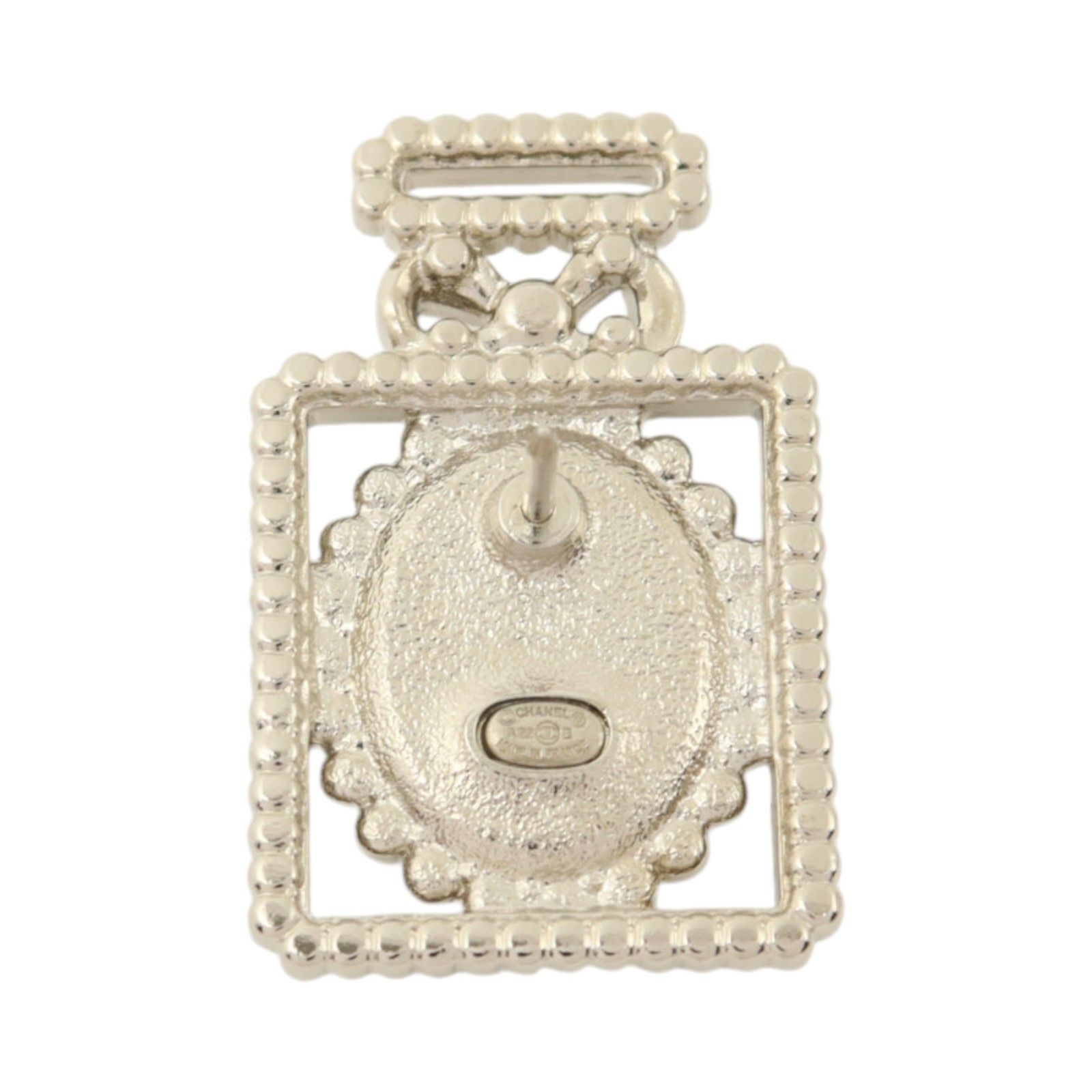 Metal, Crystal, Leather Perfume Bottle Brooch, Pre-Fall 2022 — view 3