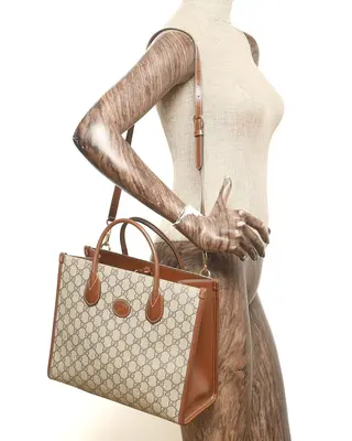 GG Supreme Monogram Azalea Calfskin Small Retro Interlocking G Tote Bag