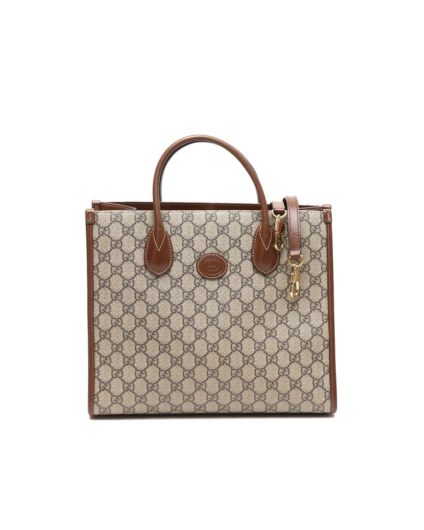 GG Supreme Monogram Azalea Calfskin Small Retro Interlocking G Tote Bag — view 2