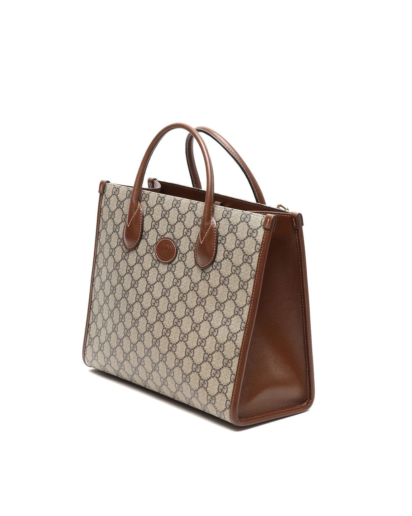 GG Supreme Monogram Azalea Calfskin Small Retro Interlocking G Tote Bag — view 3