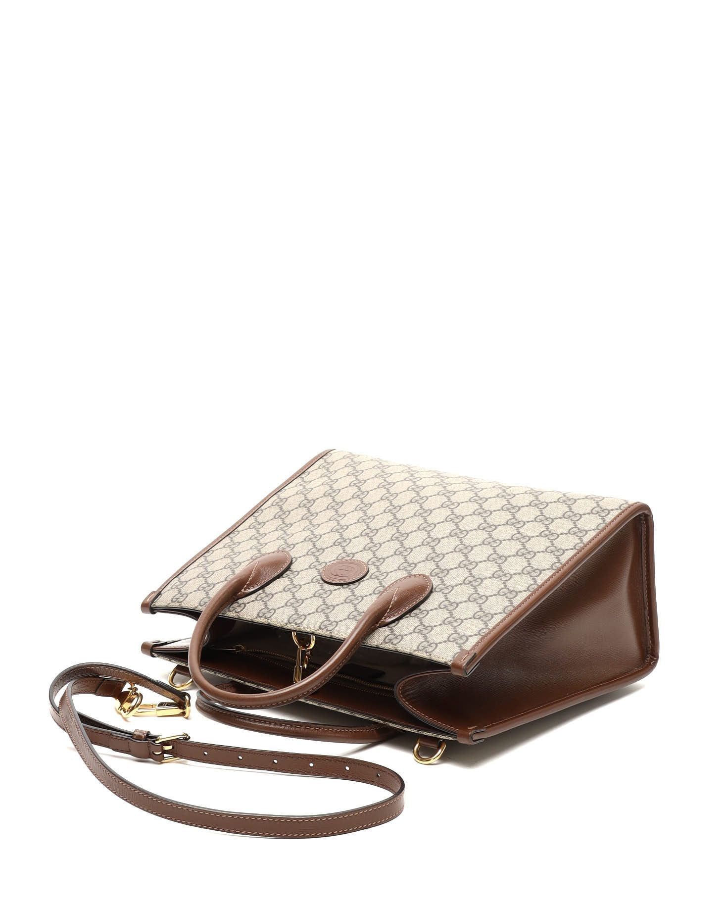 GG Supreme Monogram Azalea Calfskin Small Retro Interlocking G Tote Bag — view 6