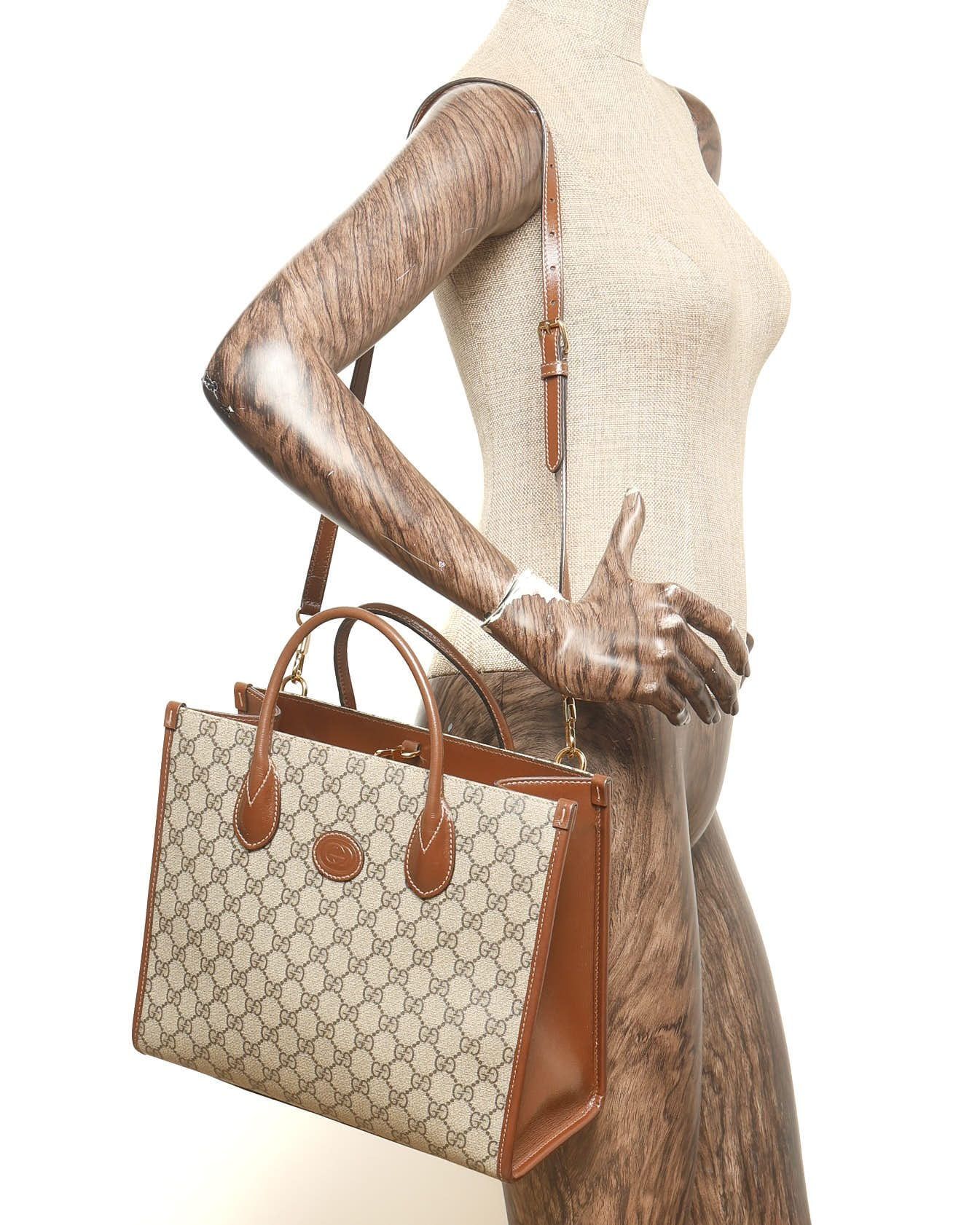 GG Supreme Monogram Azalea Calfskin Small Retro Interlocking G Tote Bag — view 8
