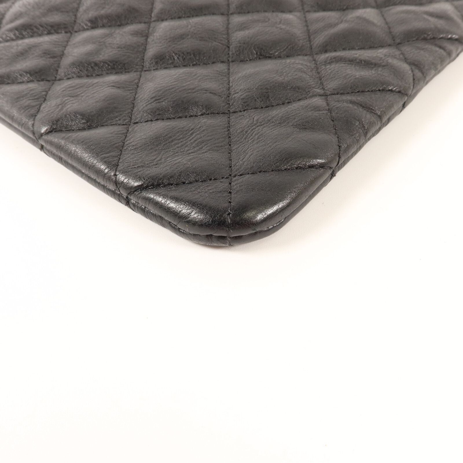 So Black Crumpled Calfskin Quilted Medium Cosmetic Case/Pouch — view 12