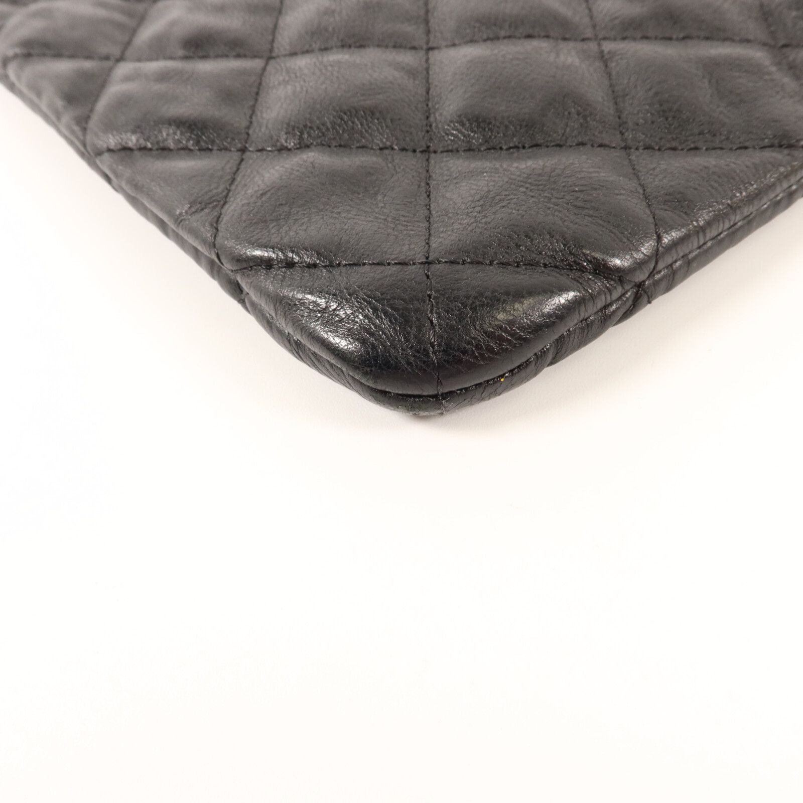 So Black Crumpled Calfskin Quilted Medium Cosmetic Case/Pouch — view 13
