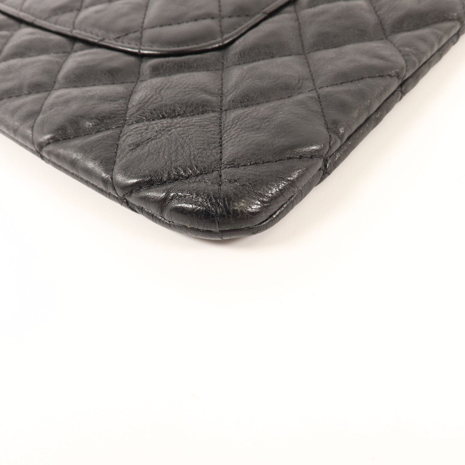 So Black Crumpled Calfskin Quilted Medium Cosmetic Case/Pouch — view 14