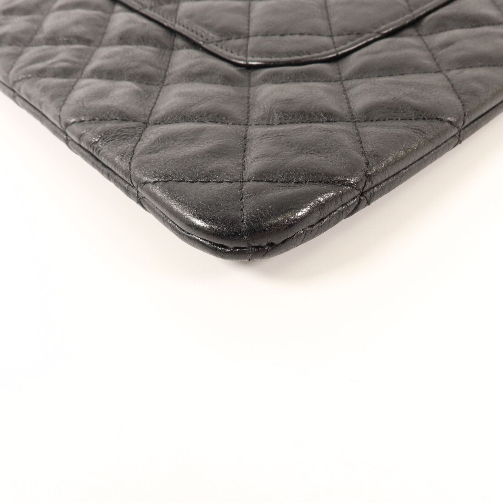 So Black Crumpled Calfskin Quilted Medium Cosmetic Case/Pouch — view 15