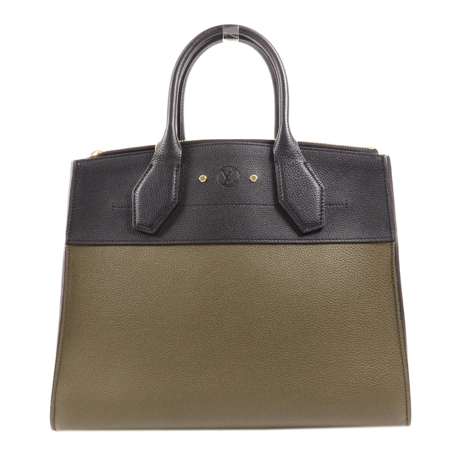 Leather City Steamer Mm Hand-handed Shoulder And Back Bag Green Black Bl, Green — view 2