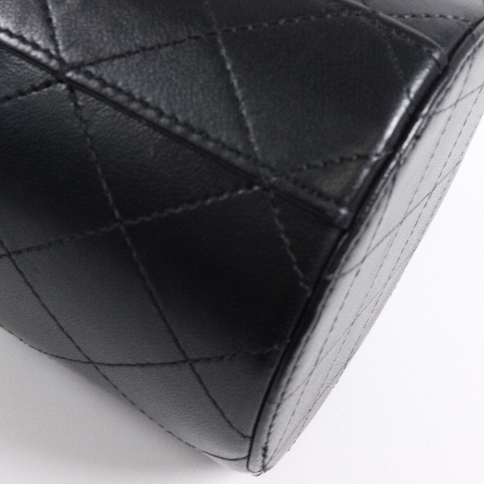 Black Quilted Lambskin Leather Chain and Charm Vanity Case Bag — view 15