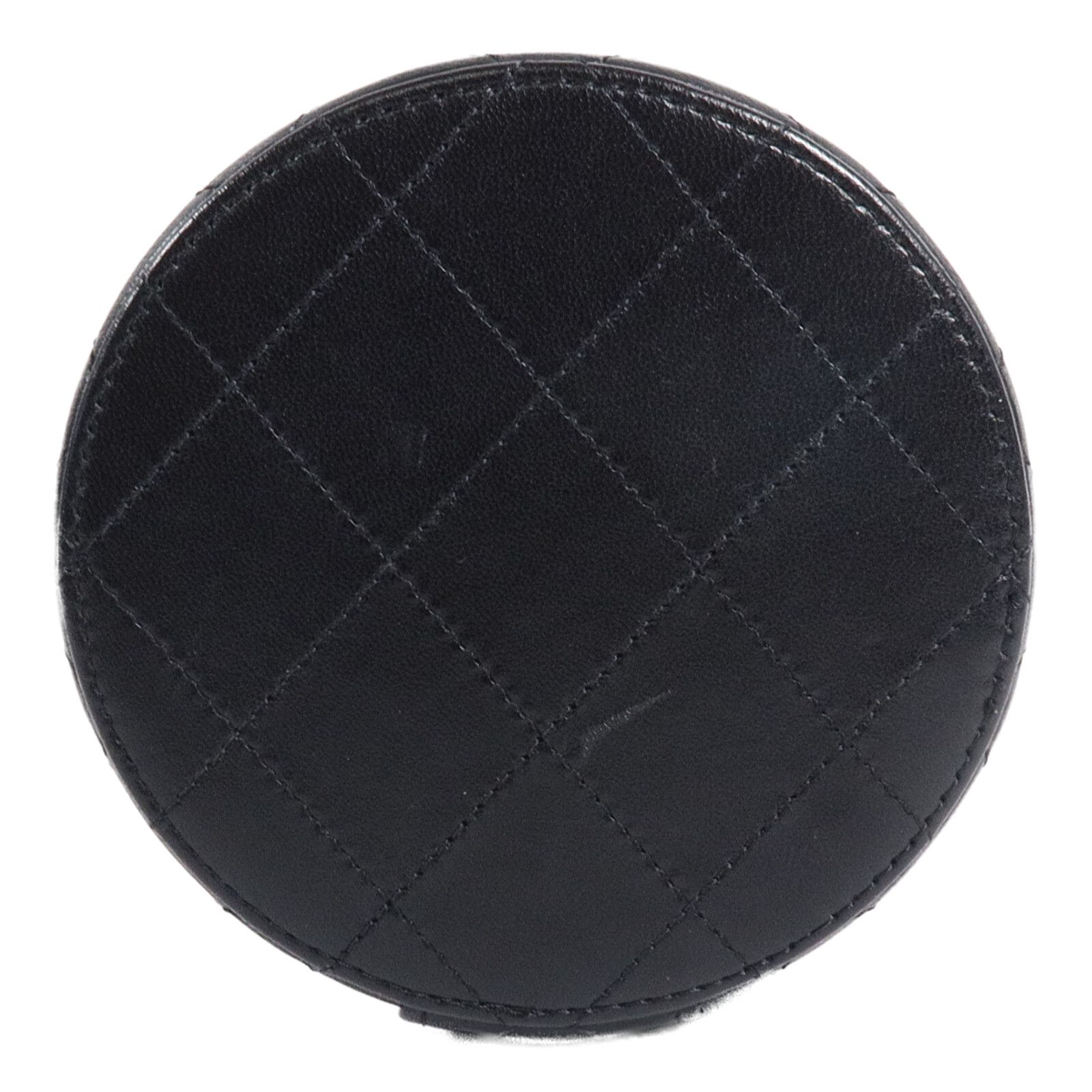Black Quilted Lambskin Leather Chain and Charm Vanity Case Bag — view 4