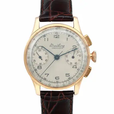 Vintage Breitling Premier 18K Rose Gold Hand Wind Vintage Mens Watch 789