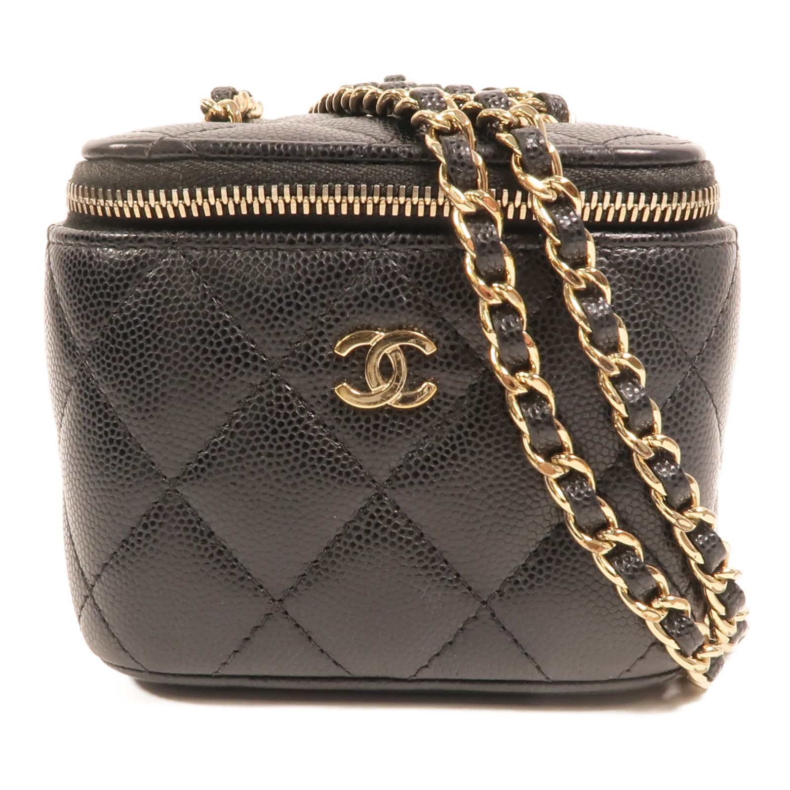 Black Caviar Vanity Case with Chain