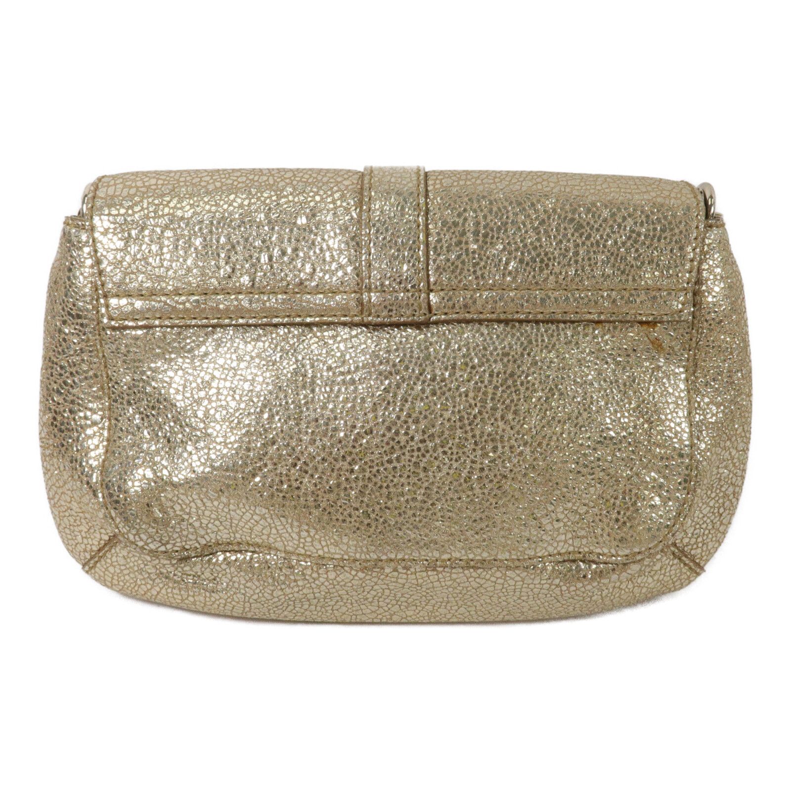 Yves Saint Laurent Vintage Gold Cracked Leather Emma Chain Shoulder Bag — view 2