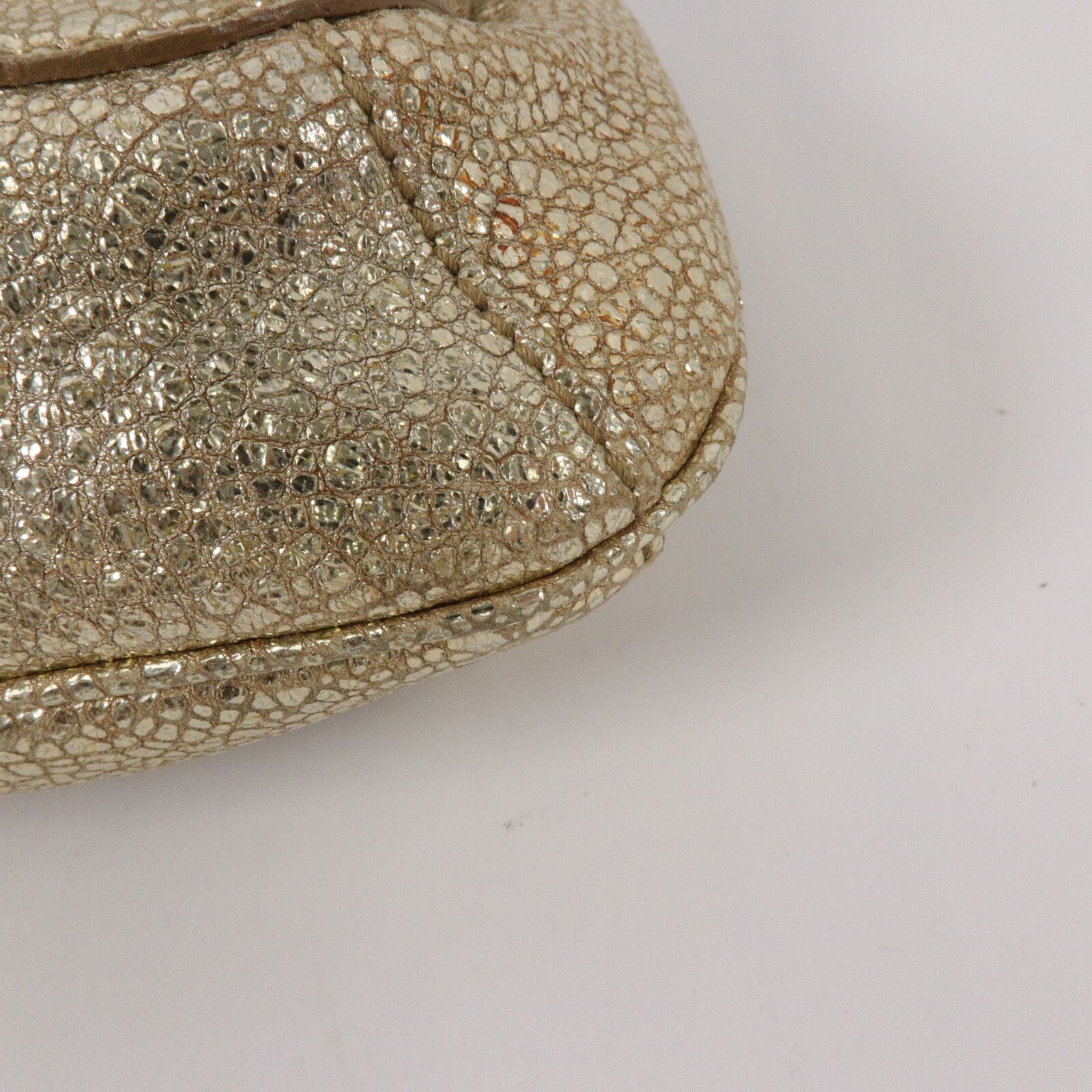 Yves Saint Laurent Vintage Gold Cracked Leather Emma Chain Shoulder Bag — view 13