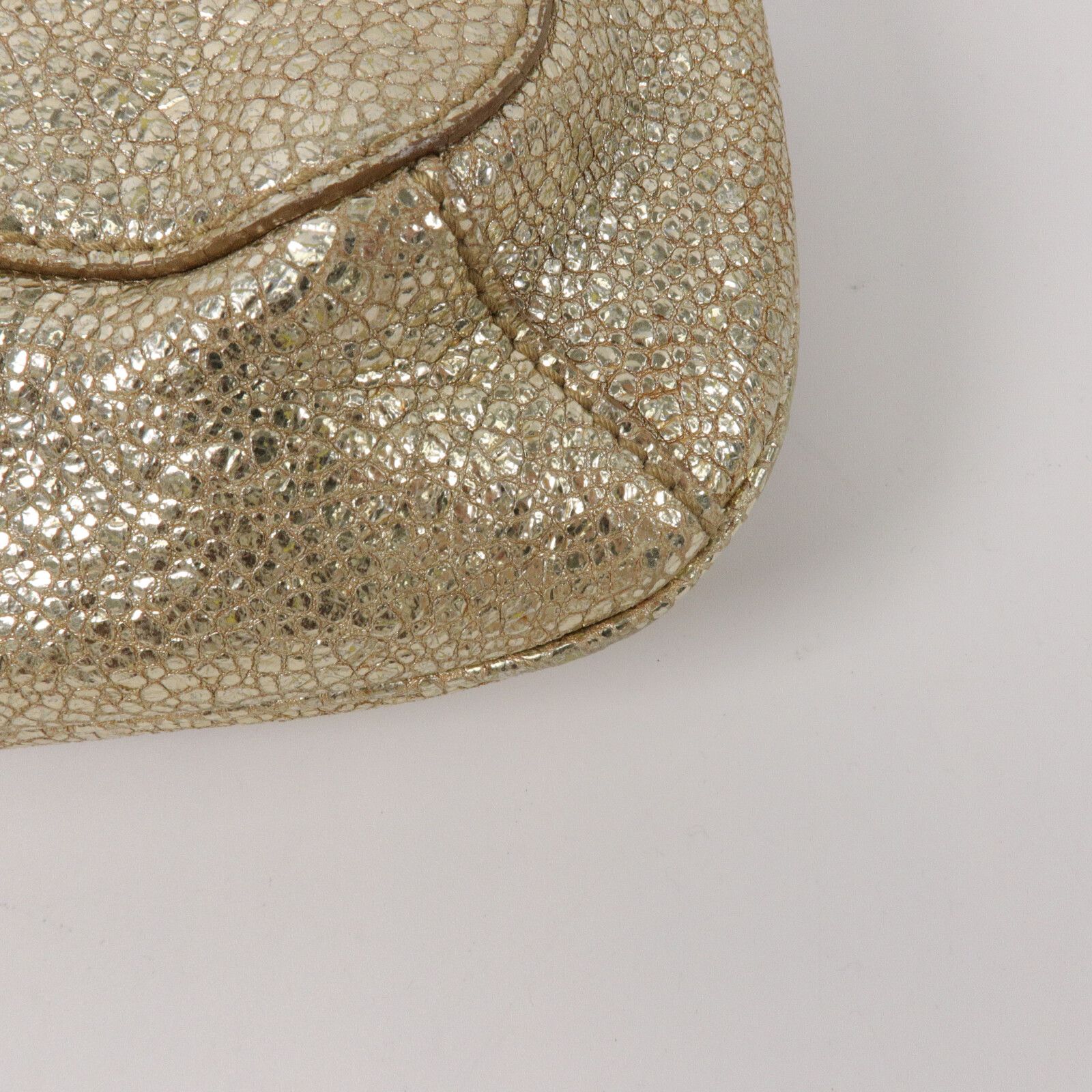 Yves Saint Laurent Vintage Gold Cracked Leather Emma Chain Shoulder Bag — view 15