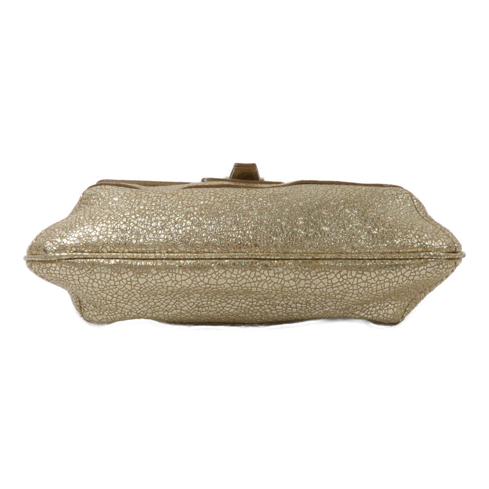 Yves Saint Laurent Vintage Gold Cracked Leather Emma Chain Shoulder Bag — view 4