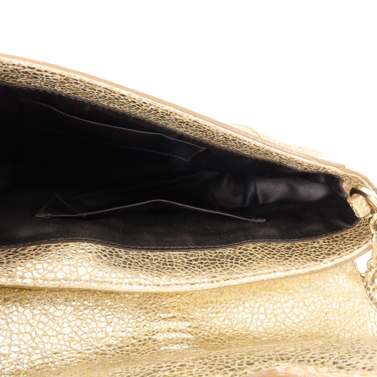 Yves Saint Laurent Vintage Gold Cracked Leather Emma Chain Shoulder Bag — view 5