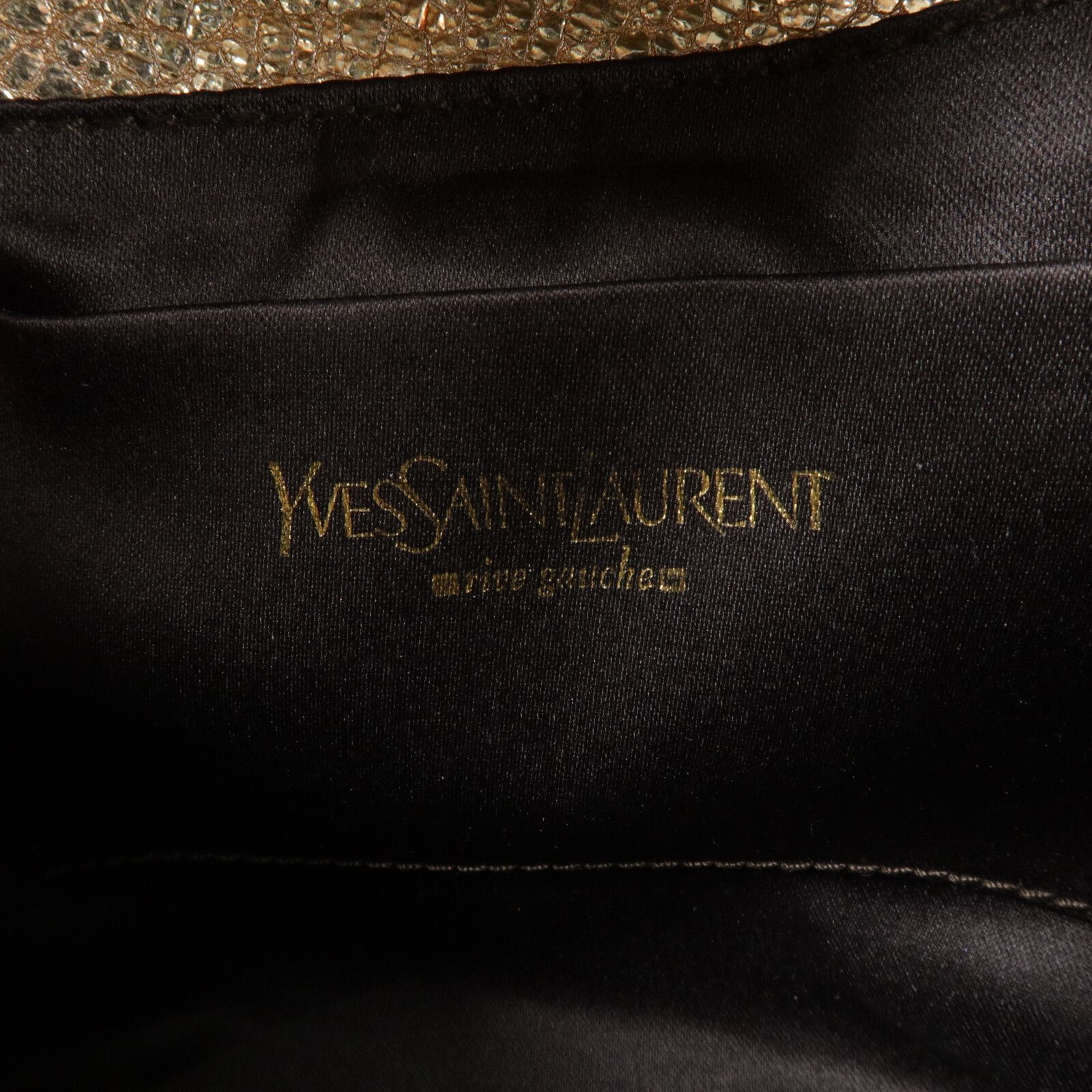 Yves Saint Laurent Vintage Gold Cracked Leather Emma Chain Shoulder Bag — view 6