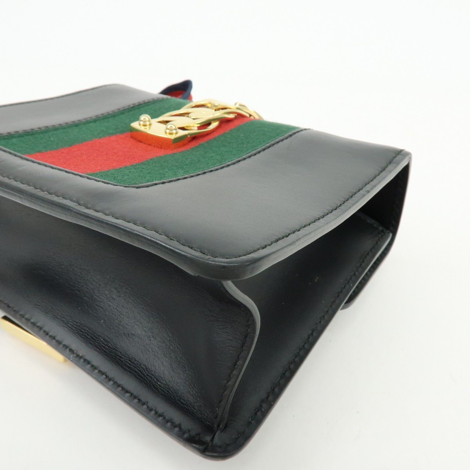 Calfskin Mini Sylvie Shoulder Bag Black — view 11