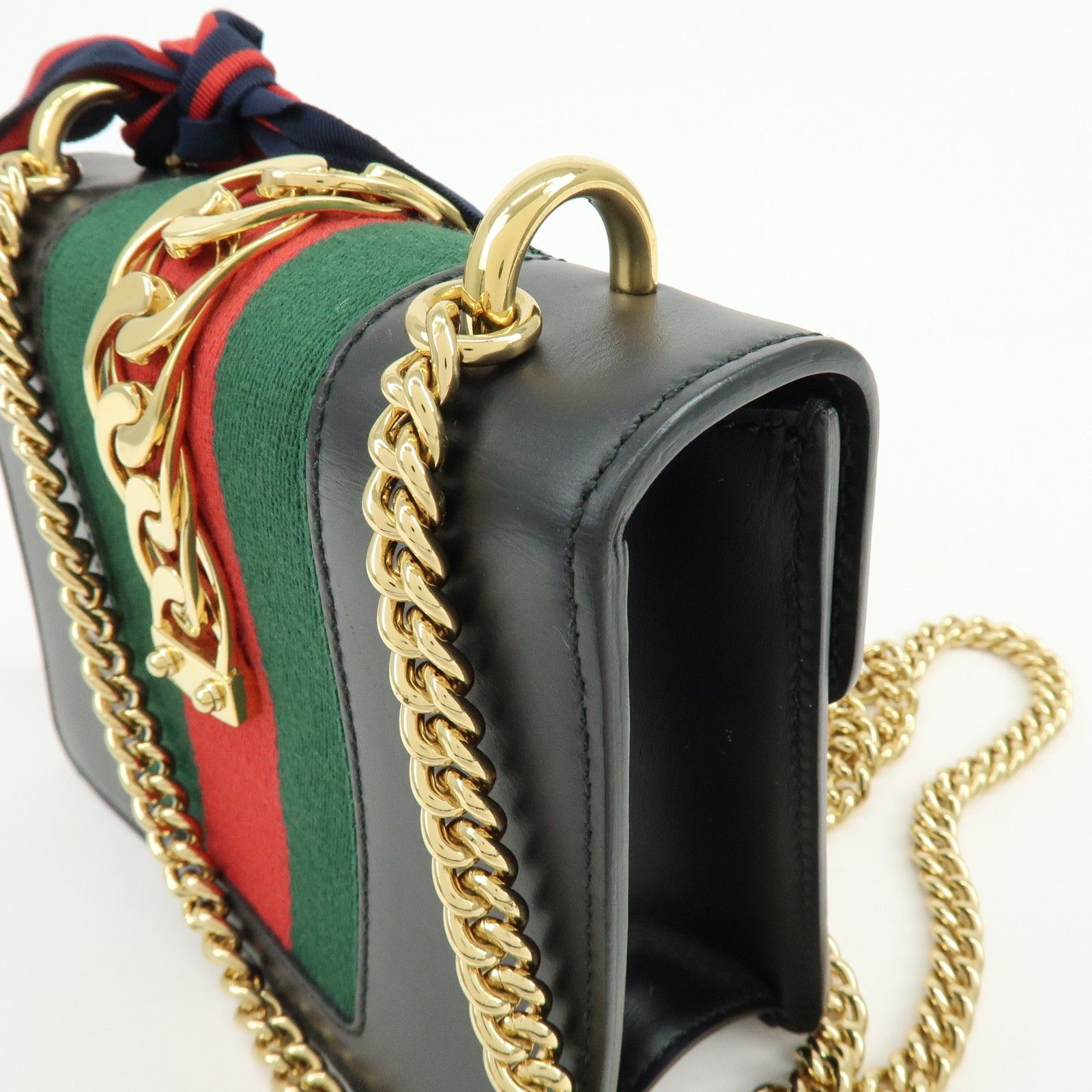Calfskin Mini Sylvie Shoulder Bag Black — view 15