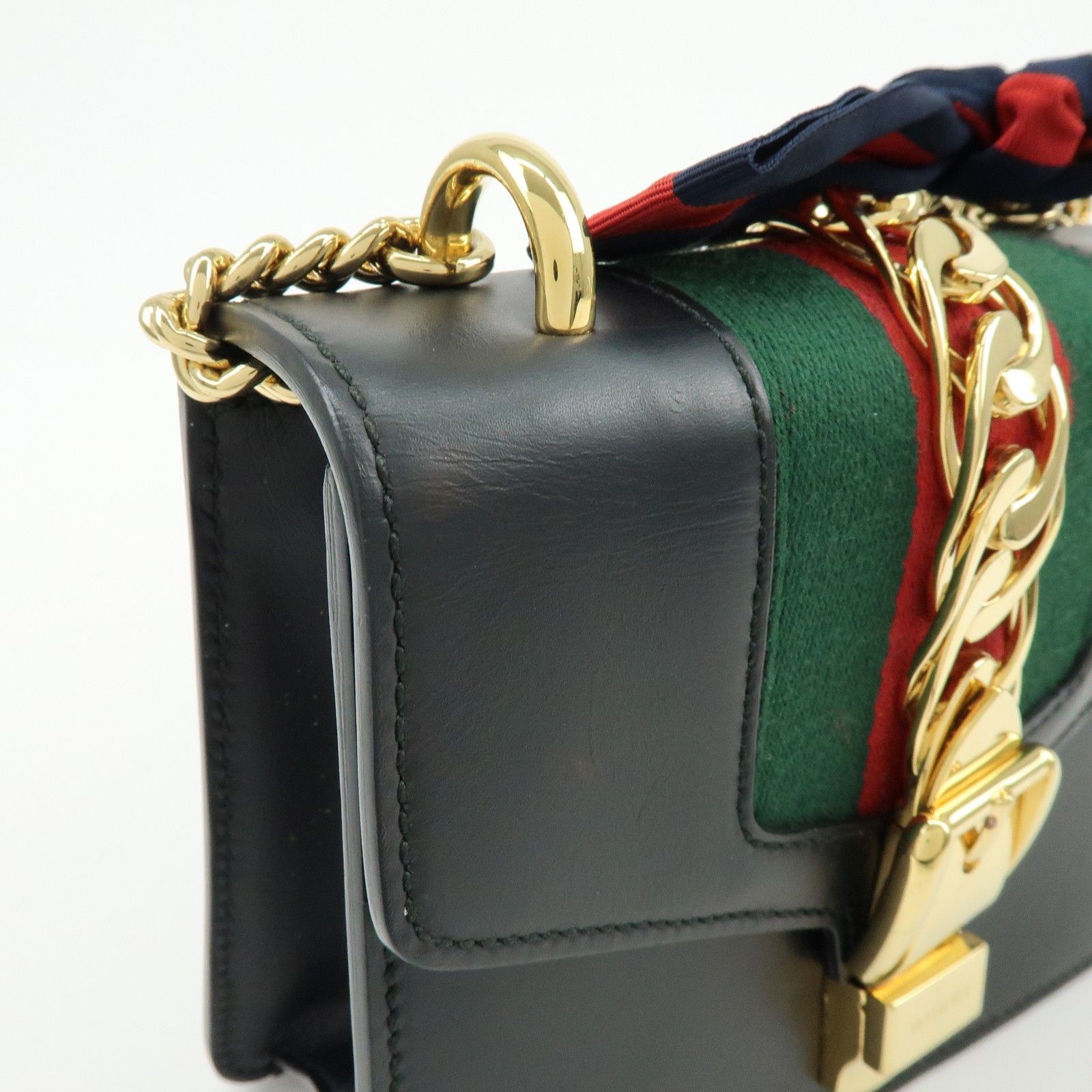 Calfskin Mini Sylvie Shoulder Bag Black — view 18