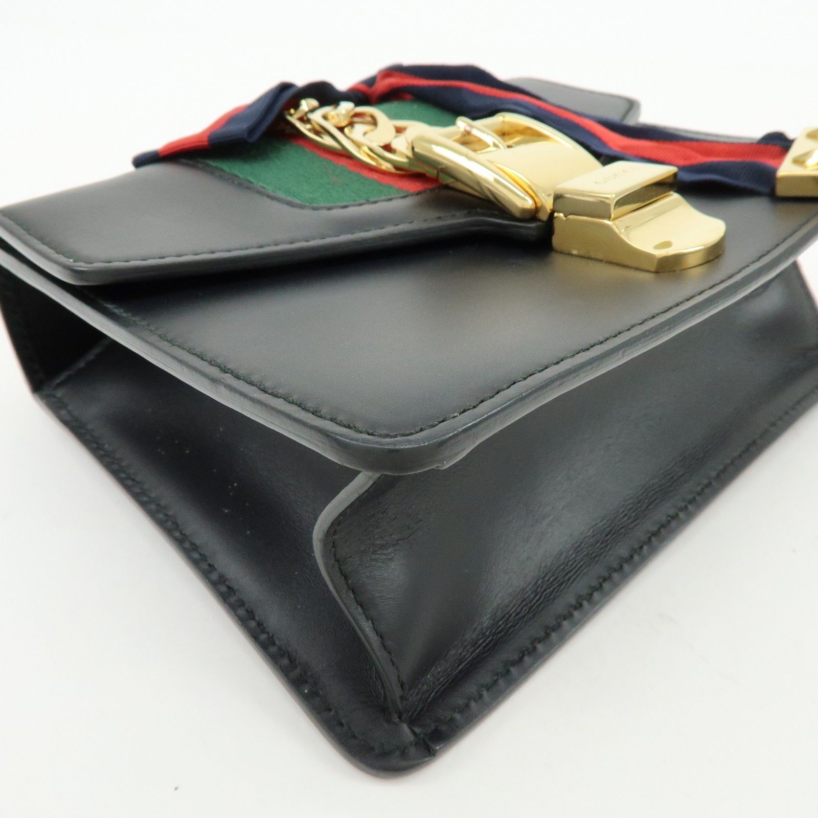 Calfskin Mini Sylvie Shoulder Bag Black — view 8