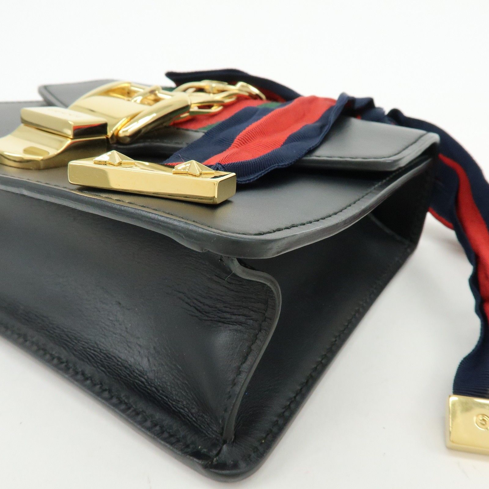 Calfskin Mini Sylvie Shoulder Bag Black — view 9