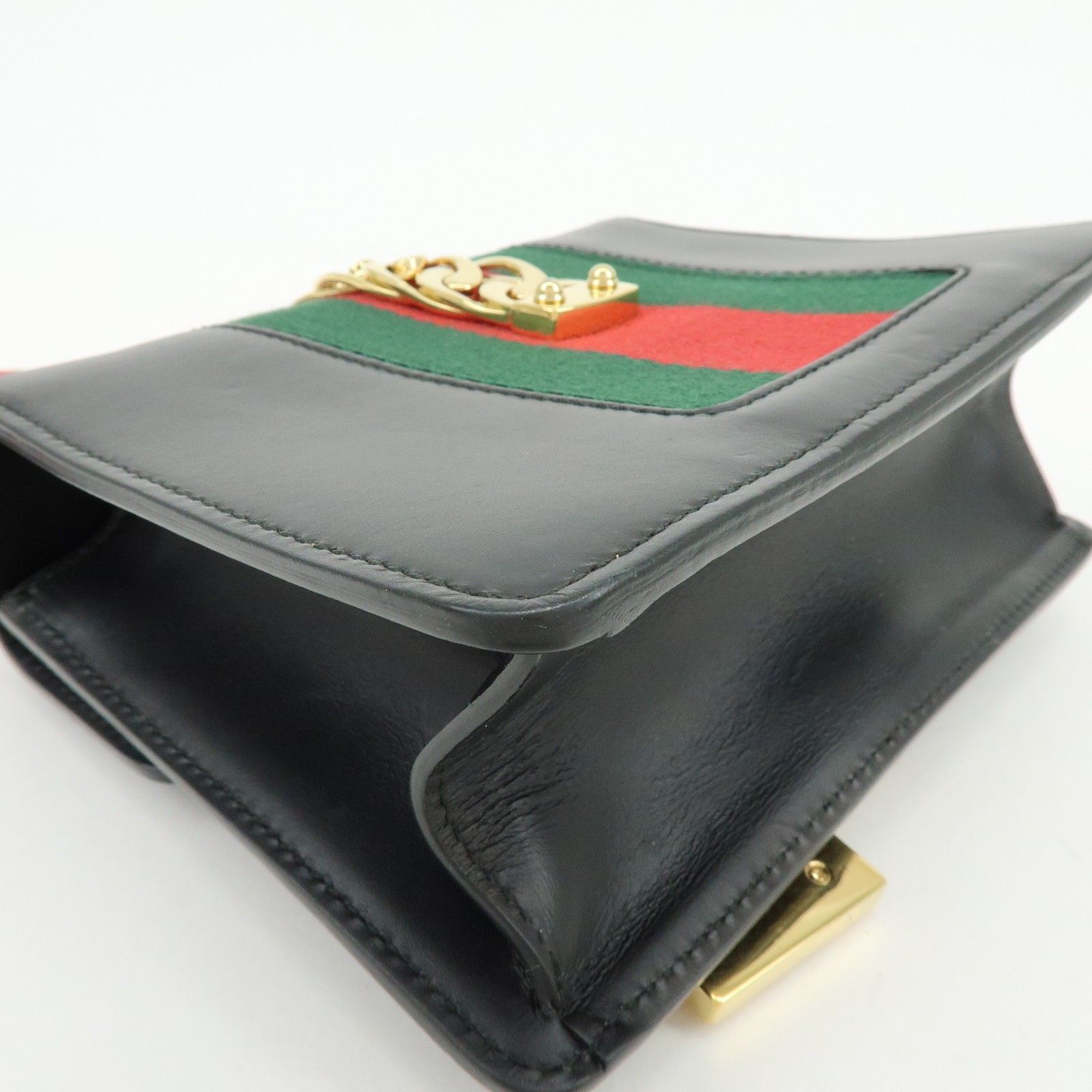 Calfskin Mini Sylvie Shoulder Bag Black — view 10