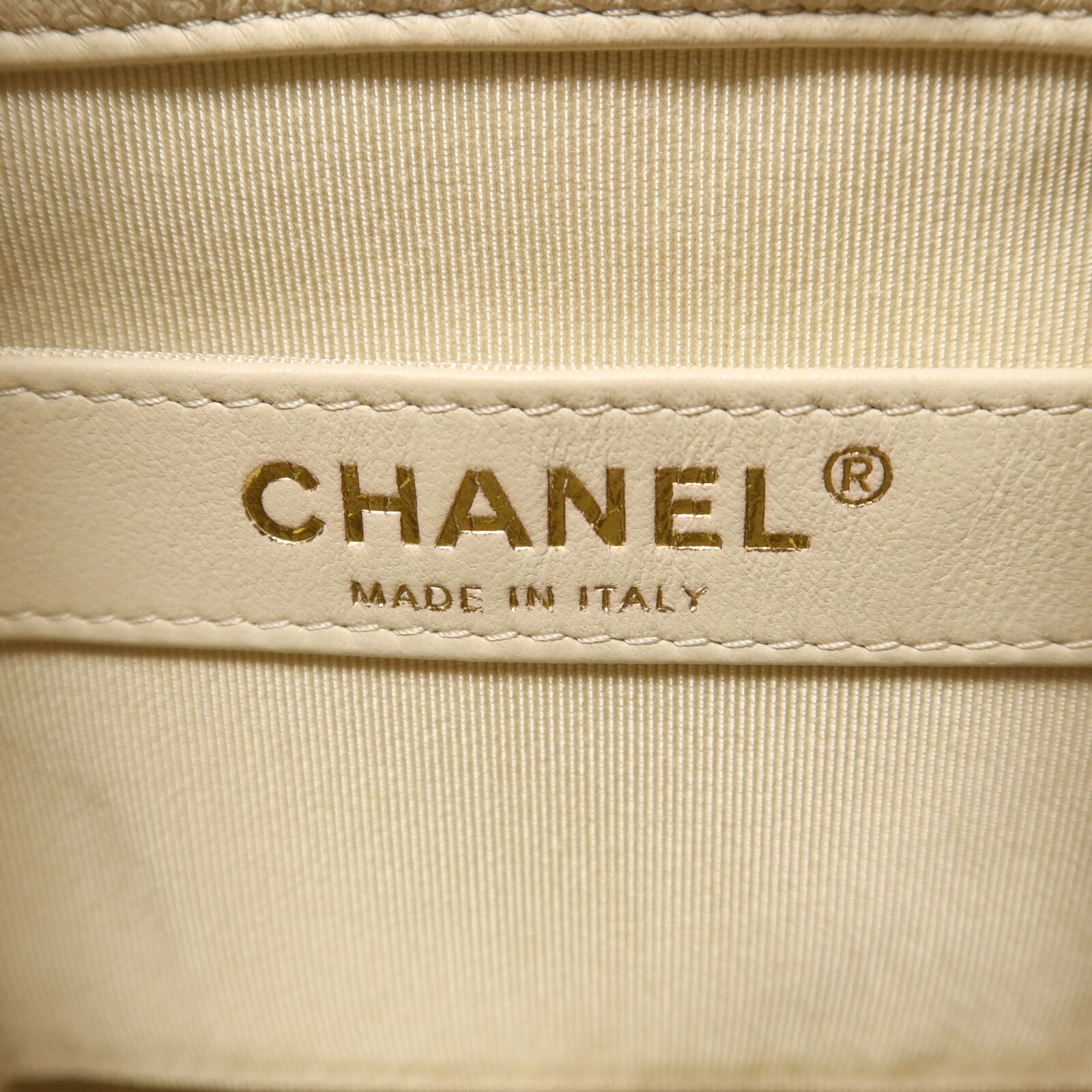 Chain Drawstring Bucket Bag w/GHW, Neutral — view 6