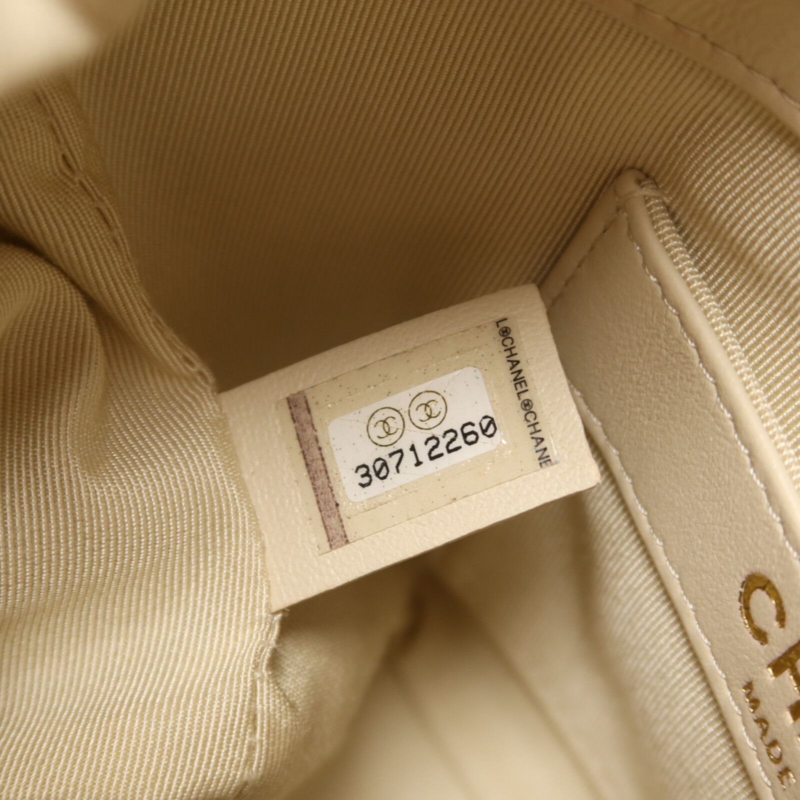 Chain Drawstring Bucket Bag w/GHW, Neutral — view 7