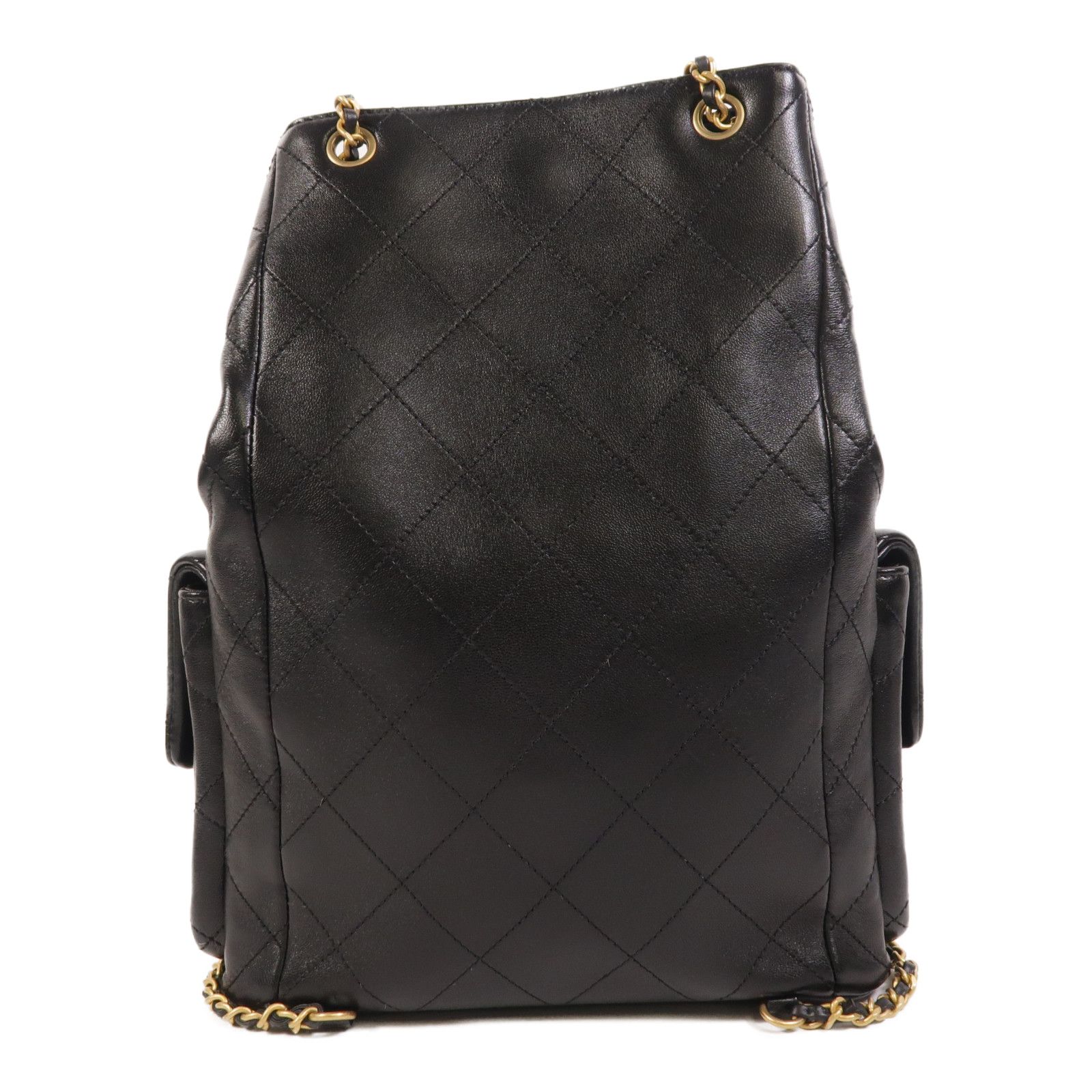 Shiny Lambskin Quilted Double Pocket Backpack 25C — view 2
