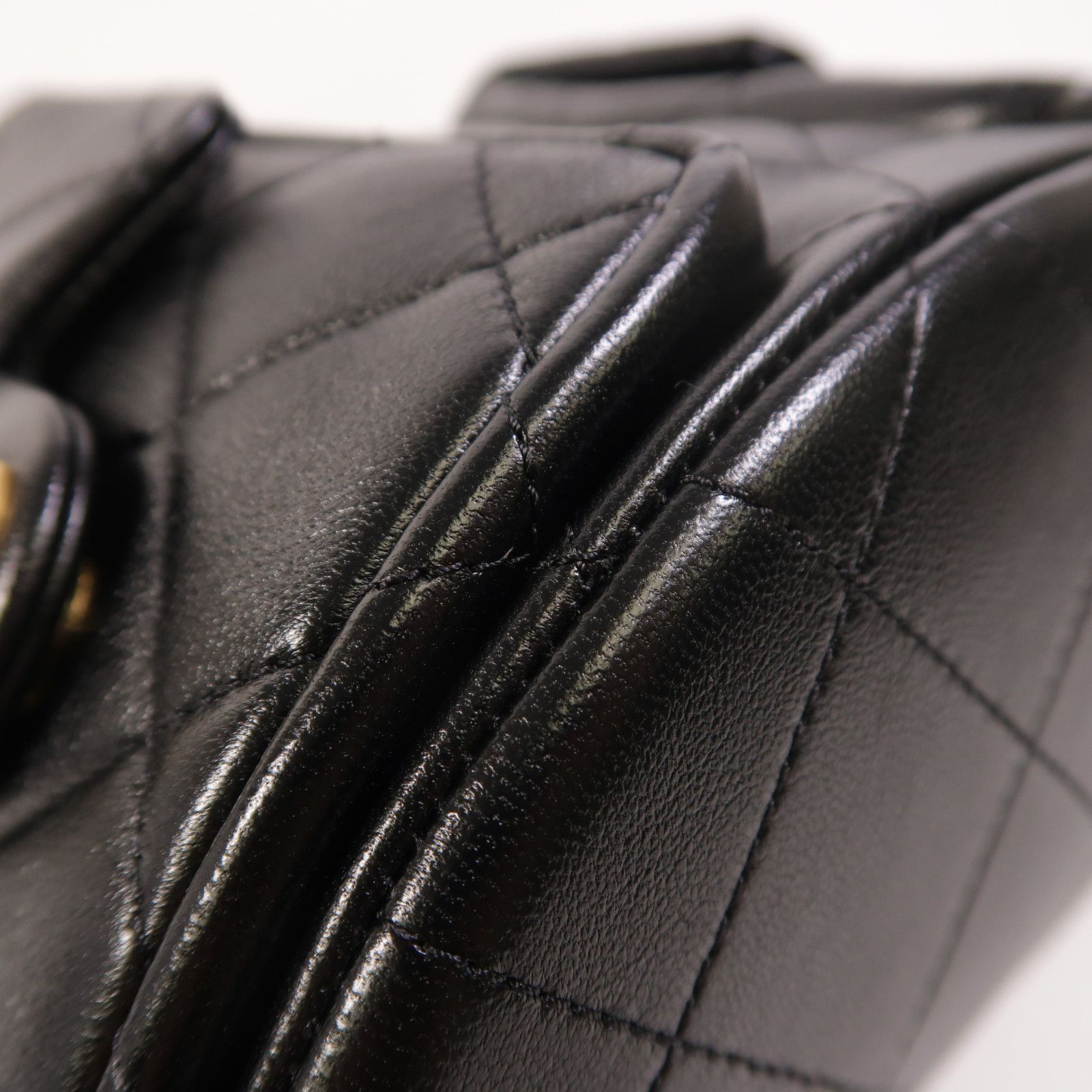 Shiny Lambskin Quilted Double Pocket Backpack 25C — view 11